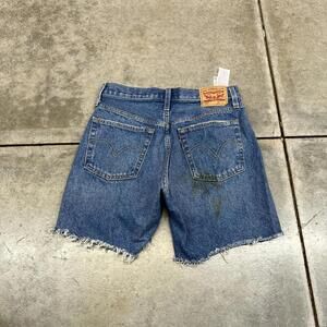 vintage levis 501 cut off dark blue denim jean shorts jorts size 27 WOMENS